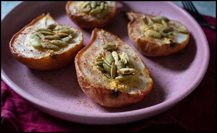 Pear with Pumpkin Seeds